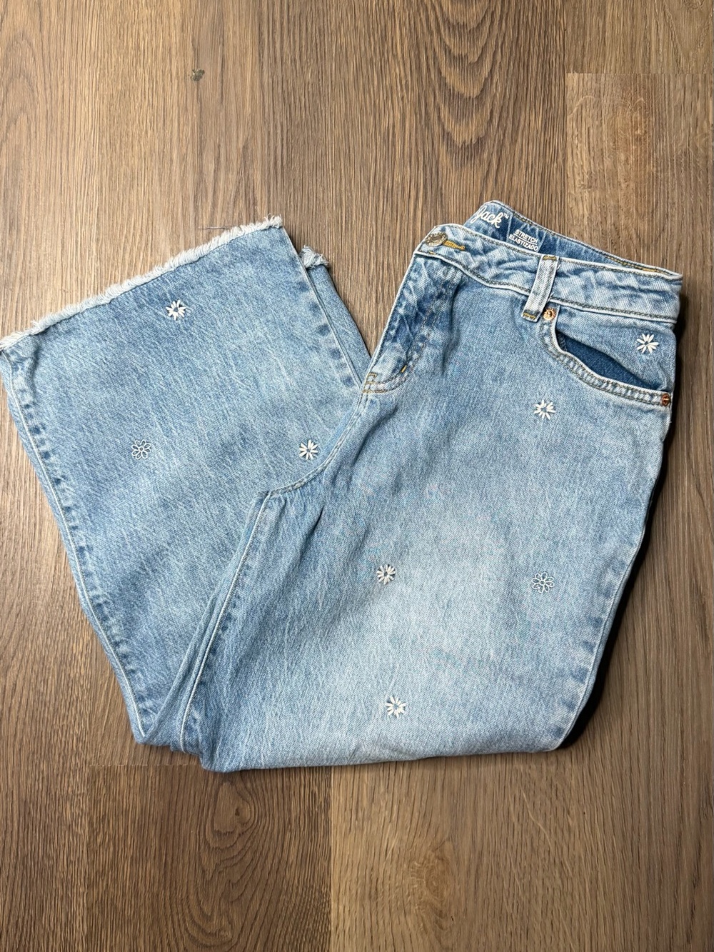 Cat & Jack Light Blue Straight-Leg Jeans with Embroidered Flowers